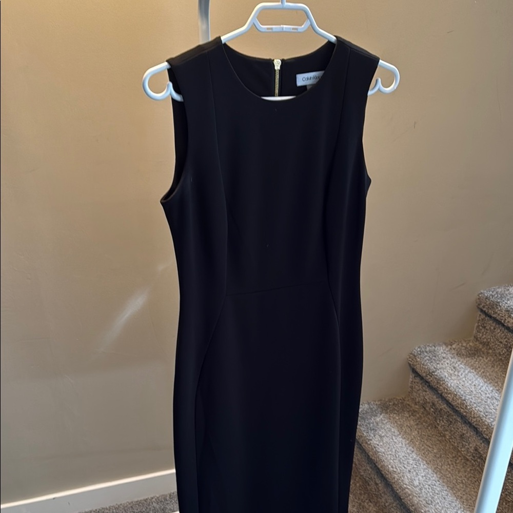 Calvin Klein Black Sleeveless Sheath Midi Dress